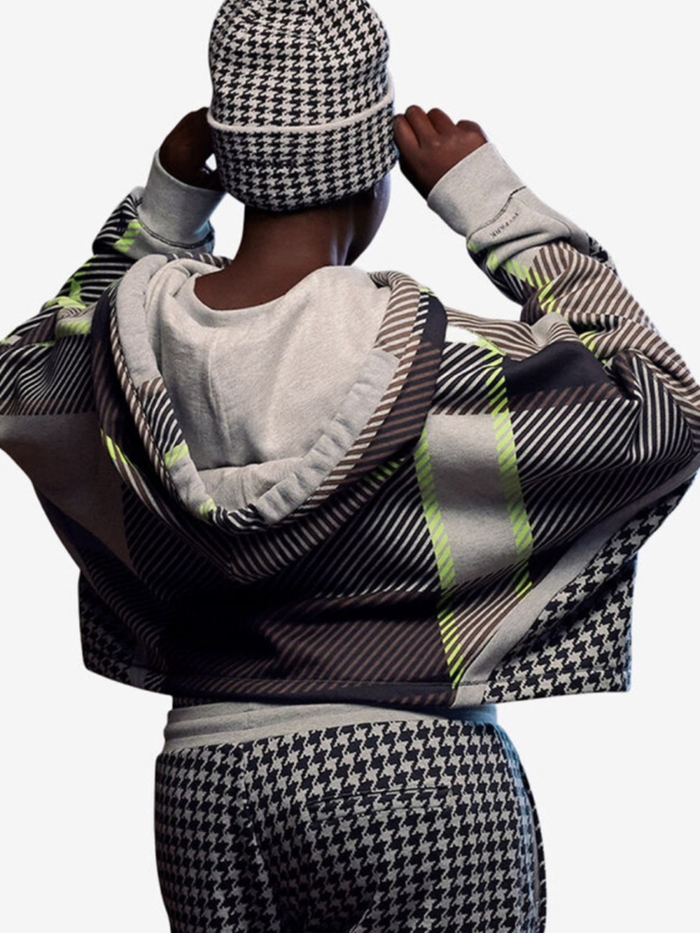 adidas Ivy Park Oversized Striped Shrug in Gray, Brown & Neon Green size S - Picture 3 of 13